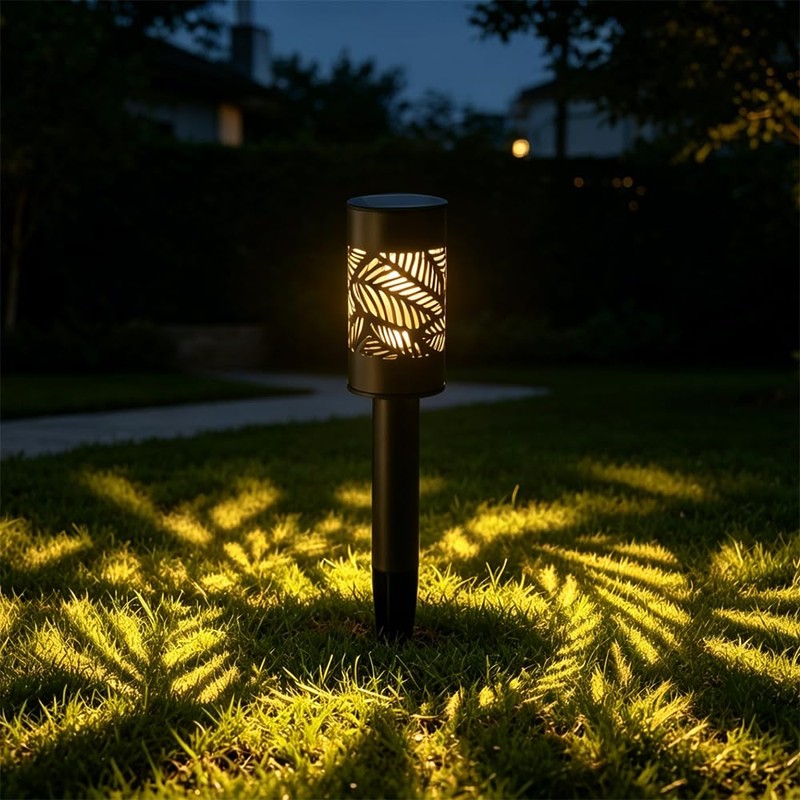 LAMTREE 6 Pack 8 Lumens Solar Pathway Lights, Metal Lamp