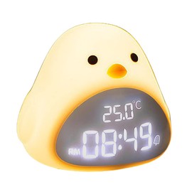 clock0003 Chick Alarm Clock Table Clock, Tabletop, Multifunctional, Time, Calendar, Date, Temperature, Alarm, Snooze Touch, Light, USB Charging, Sound Sensor, Compact, Lightweight, Animal, Bird, Interior Light, Dimmable, Bedroom, Children's Room, Living 