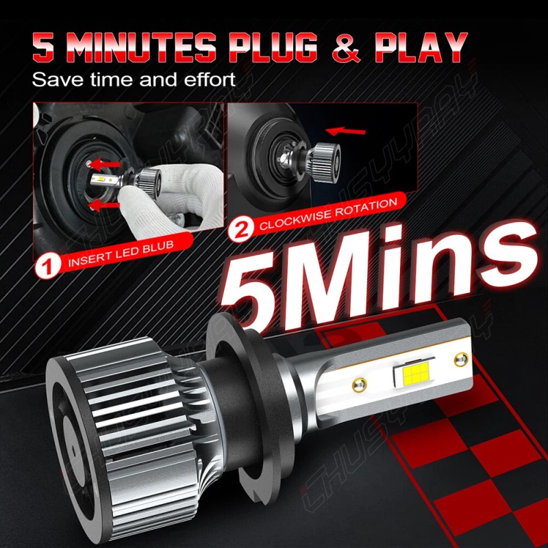 CHUSYYRAY H7 LED Headlight Bulbs 60W 8000 Lumens Extra Bright