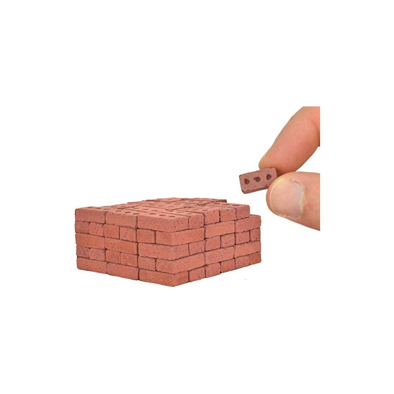 Acacia Grove Real Mini Red Bricks, 1/12 Scale (100 Pack)