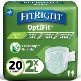 FitRight Plus - Calzoncillos para adultos con lengüetas, absorción moderada, paquete de 20, disponibles en tallas M-XXL, 2X-Large
