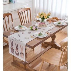 Vorysum Rabbit Carrot Easter Table Runner Modern Table Runner Easter Table Runner Washable Spring Kitchen Dining Table Decoration for Indoor and Outdoor Holiday Party Living Room Decor 40 x 180 cm