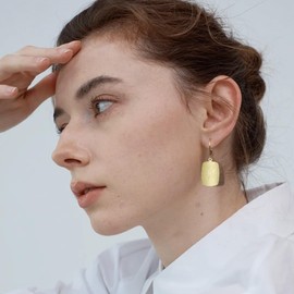 14K Gold Dangle Earrings for Women Trendy Square Geometric Minimalist Brushed Leverback Rectangle Dangle Earring Gold Hypoallergenic Earrings Jewelry for Gifts