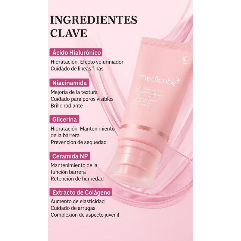 Medicube Mascarilla Nocturna Collagen Wrapping, Reafirma e Hidrata, 75 ml
