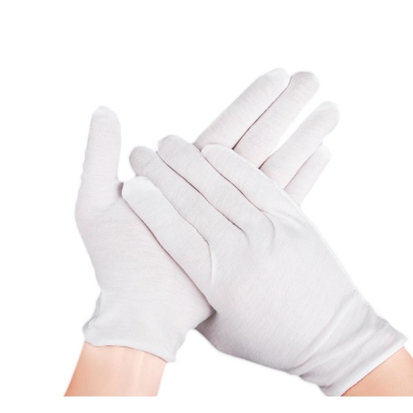 12 Pairs White Cotton Gloves For Dry Hands and Eczema,Soft