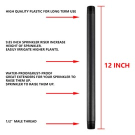 1/2 Inch Double Male Threaded Head Pipe Riser Multifunctional NPT Sprinkler Extensions 6Pc,12 Inches(NPT Sprinkler Extension)