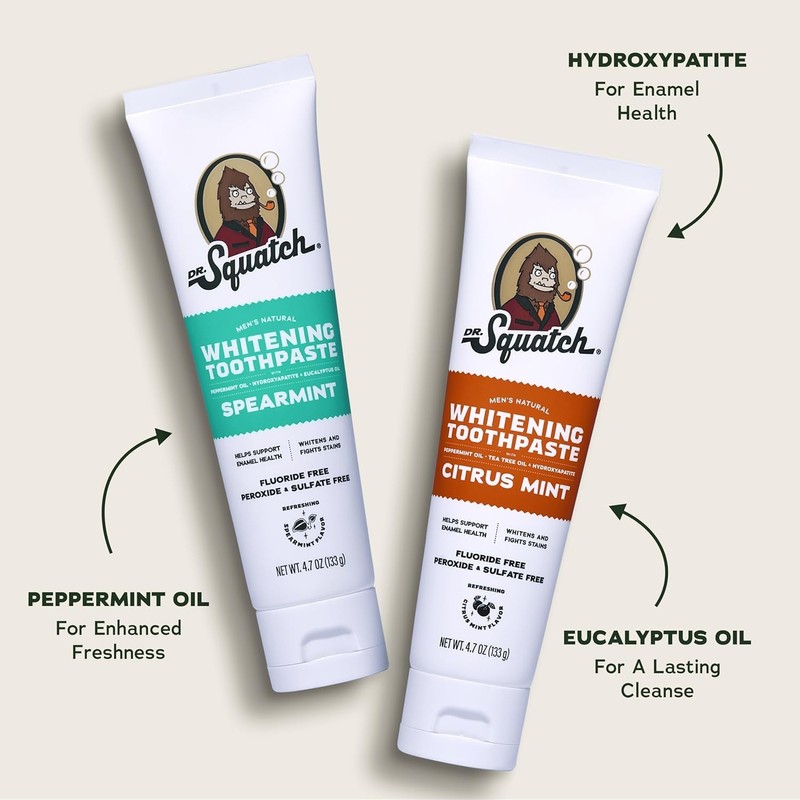 Dr. Squatch Hydroxyapatite Toothpaste Whitening - Natural, Fluoride-Free Toothpaste -