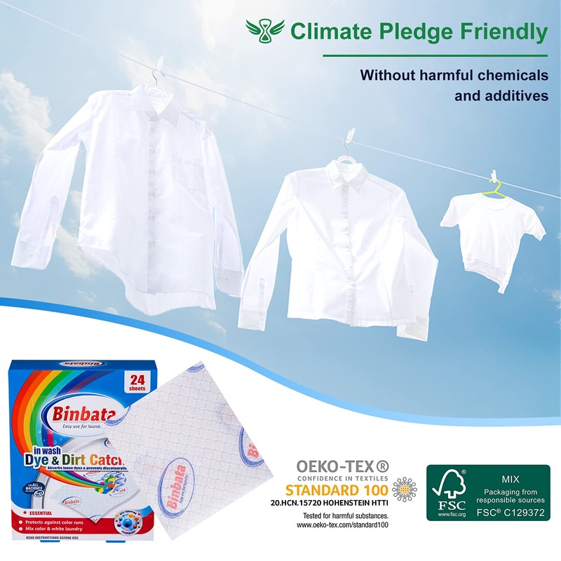 Binbata Color Grasper for Laundry 240 Count, Fragrance Free Dye