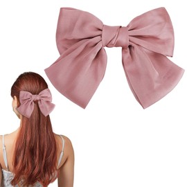 Bowknot Hair Clip, Women Hair Bows French Large Bow Hair Clips Hair Clip for Girls (Pink)