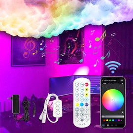 DAWELED 3D Thundercloud Ceiling Light, DIY Lightning Effects, RGB Color Changing, Music Sync, Smart APP Control, for Bedroom, Gaming Room, Home Theater, Kids Room, 16.4FT