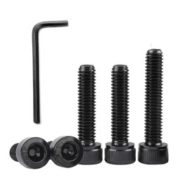 QANCEN 10pcs Hex Socket Cap Screws M5x50mm, A2 Stainless Steel Black Hex Bolts, Allen Drive Fully Threaded Cylindrical Hexagon Socket Bolts with Allen Key