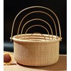 Teng Tian Classic Nantucket Round baskets with wood Knobs HandleWoven