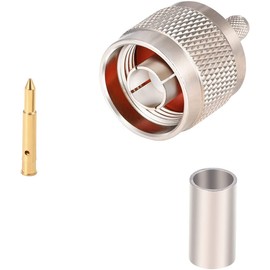 XRDS-RF 5 Pack N Male Plug Crimp Coax Connector Adapter for RG58 LMR195 RG400 Cable