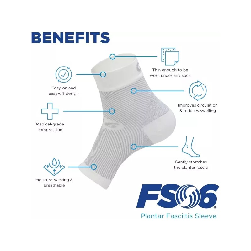 OrthoSleeve FS6 압박 풋 슬리브 (여성/남성용) 발뒤꿈치 아킬레스건염 지지 및