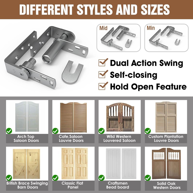 Dolenor Cafe Door Hinges and Saloon Door Hinges, Swinging Door