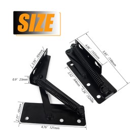 YIDELAI 80 Degree Folding Spring Hinges (1 Pair) Lid Lifting Bracket Sofa Headrest Hinge （Black）