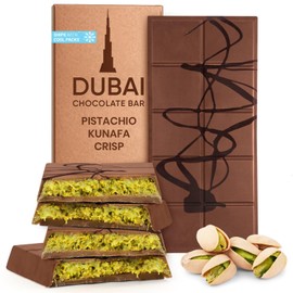Dubai Chocolate Bar - Premium Chocolate Dubai Bar with Crunchy Pistachios in an Elegant Gift Box - 7oz Pistachio Bars for a Luxurious Treat - Exquisite Middle Eastern Dessert for Chocolatte Connoisseurs