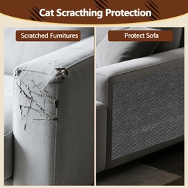 Cat Scratch Furniture Protector, 39.4"x15.8" Self Adhesive Cat Scratch Mat Pad,Cut to Fit DIY Replacement Carpet for Tree,Wall,Bed,Door, Couch Protector (Light Grey)