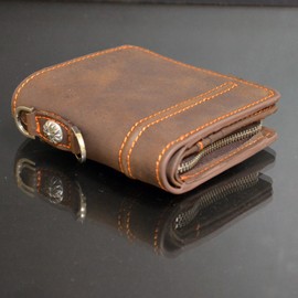 acrotri DIKE Genuine Leather Bifold Wallet Black Brown Navy, Brown