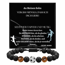 Ahnona - Son Gift from Mum, Tiger Eye Bracelet, 18th Birthday Boy, To My Son Gift from Mum, Case Boy, Azubi Gift, Leather Bracelet, Courage Gift, Leather, zinc