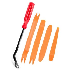 J.H.T Panel Removal, Panel Replacement, Removal Tool Set, Set of 5, Automobile, Exterior and Interior Removal, Instrument Panel Removal, LED Lamp Replacement, 0.2 inch (6 mm) Thickness, Resin Orange