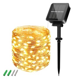 LUCKYLUX Solar String Lights Outdoor,Extra-Long 130 LED15M/49ft Solar Garden Lights Waterproof,8 Modes Indoor/Outdoor Fairy Lights Decorative Lighting for Patio Yard Party Wedding
