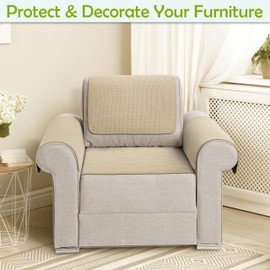 Couch Arm Covers, Sofa Arm Covers, Waterproof Armrest Covers for Sofa, Armchair, Loveseat, Non-Slip Recliner Arm Covers, Sofa Headrest Covers, Arm Chair Covers Set of 2 (Sand, 26"×26")