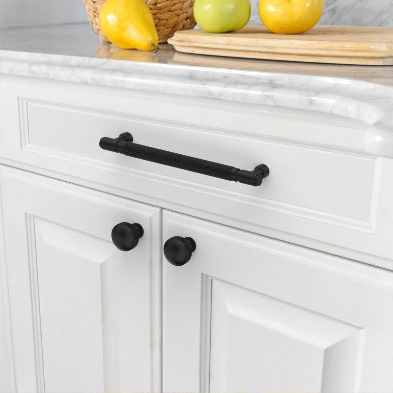 Asidrama 10 Pack 6.3 Inch(160mm) Matte Black Cabinet Pulls Knurled