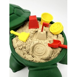 Munnygrubbbers - Mini Desktop Turtle Sand Box - 6 x 6 in - Stress Relief - Includes Soft Moldable Play Sand and Mini Tool Accessories - Novelty Gift - Desktop Decor - Zen Garden - (Black)