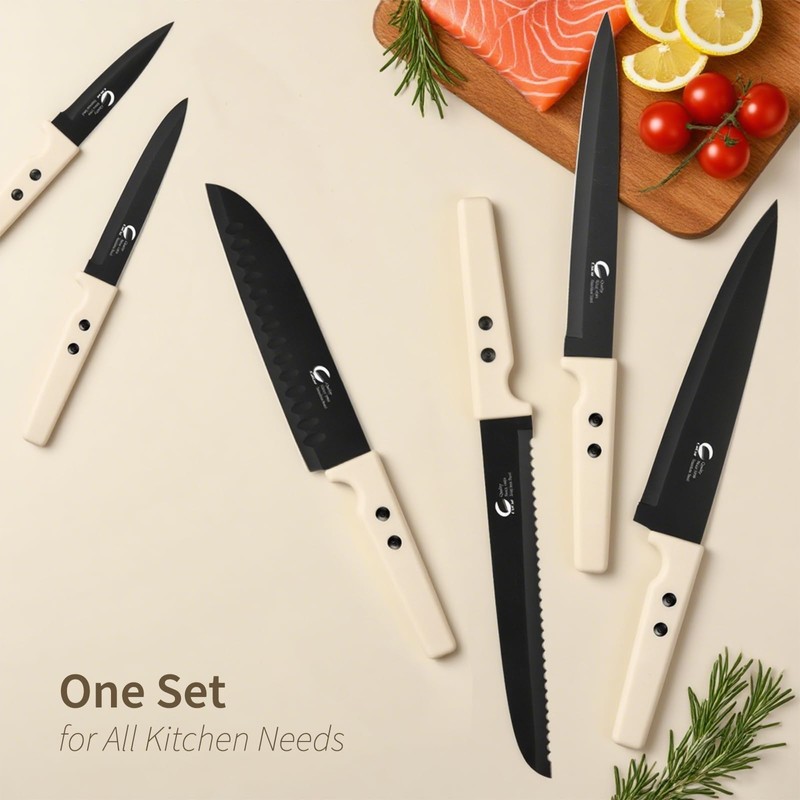 CuCut 12-Piece Kitchen Knife Set, Nonstick Coating Chef Knives Set