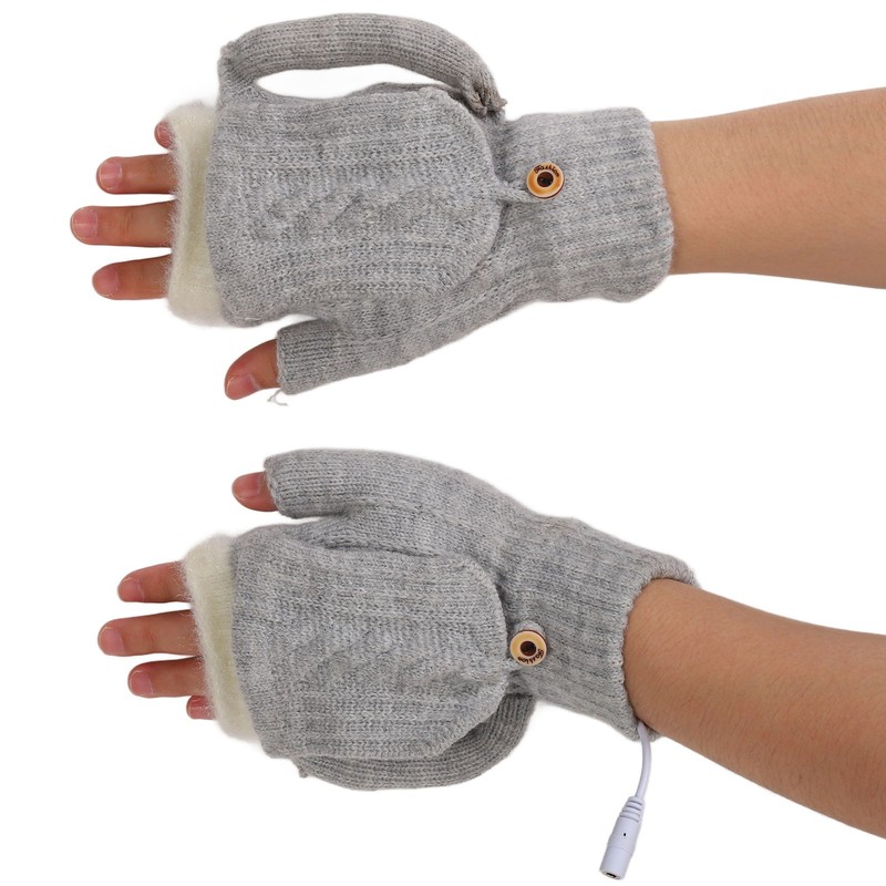 USB Heating Gloves Warm Cotton Full Finger and Half Fingerless