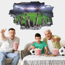 ANHUIB Large 3D Football Wall Stickers,Football Stickers for Bedrooms for Boys,Football Wallpaper Boys Room Wall Stickers,Soccer Football Vinyl Wall Art Decal for Teenagers Boys 3D Bedroom Accessories