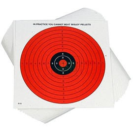 Bisley 14cm x 14cm Day Glo Airgun Card Targets - Approx. 50 Pack Of Thick Card Targets For Air Pistol And Air Rifle Target Shooting, Practice & Plinking