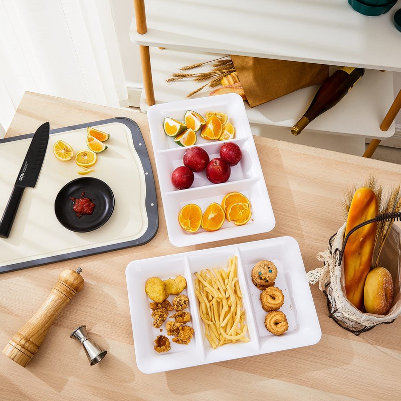 Lullaby 3 Sectional Plastic Serving Tray 14.2" x 9", 3