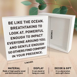 Farmhouse Beach Wooden Box Sign, Be Like The Ocean, Summer Beach Decor for Home Bedroom Bathroom, Inspirational Beach House Ocean Nautical Decoration, Beach House Gifts for Women Men New House