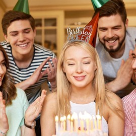 AOPRIE Birthday Crown Silver Birthday Queen Headband for Girls Birthday Tiara for Women Princess Crown Rhinestone Happy Birthday Hair Accessories