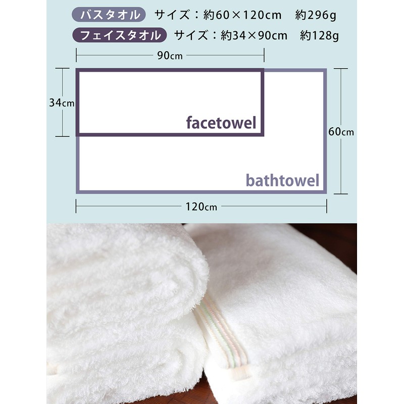 Imabari Towel Gift sara-la "Edge-en-" Face Towel, 2 Pieces, White,