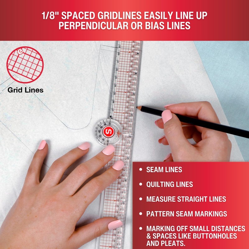 SINGER 24-Inch Folding Ruler with Precision Marking & Grid Lines