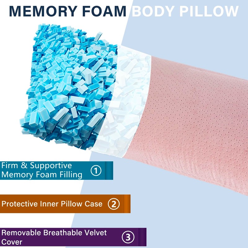 1 MIDDLE ONE Body Pillow, Memory Foam Body Pillows for