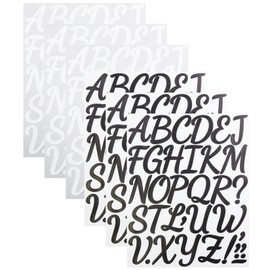 2 Inch Cursive Letter Stickers 6 Sheets, CMBBZZY Alphabet Stickers for Scrapbooking, Mailbox, Menu, Water Bottle, Name Tag, Invitation Cards（Waterproof,Black&White