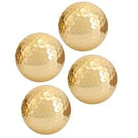 Lwuey Golden Golf Ball, Golf Practice Ball Gold Plating Double Layer Enhanced Visibility Training Balls Distance Golf Balls Outdoor Sports Accessory Gift for Golfers Lovers Beginner Sports Pack Of 4