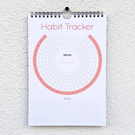 Habit Tracker Calendar (Undated 12 Month) with Silver Spiral Bound and Hanger, 7"x10" Habit Planner, Daily Weekly and Monthly Habit Tracker Journal, Habit Calendar, Colorful Layout.