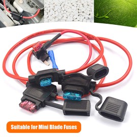 5PCS Fuse Holder 12AWG Wiring Harness Inline Fuse Holder Waterproof Plug-in Blade Medium Fuse Holder with 12V 30A Wire for Truck, Car, Ship, Caravan