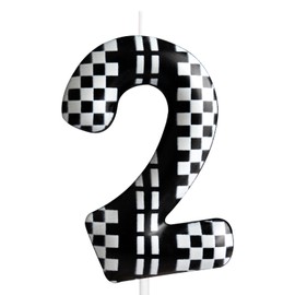 Kerze zum 6. Geburtstag, Rennwagen, Zahl 6, Kerze, Rennwagen, Kuchendekoration, Geburtstagsparty-Zubehör, schwarz-weiß, Rennwagen-Thema, Kuchendekoration, Dekorationen für Kinder, Jungen, Mädchen,