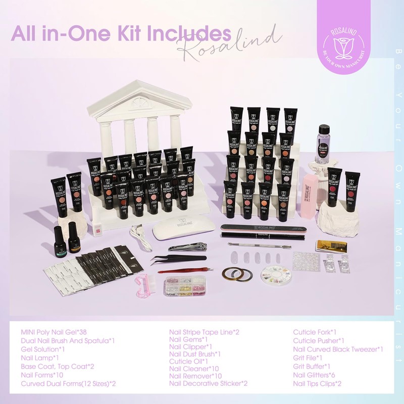 ROSALIND Poly Nail Gel Kit -38 Classic Colors +72 Nail