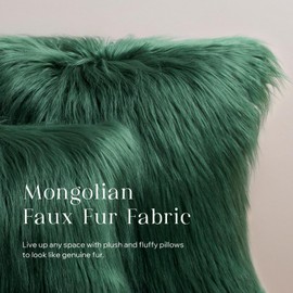 Phantoscope Pack of 2 Christmas Faux Fur Throw Pillow Covers Cushion Covers Luxury Soft Decorative Pillowcase Fuzzy Pillow Covers for Bed/Couch, Deep Green 26 x 26 Inches