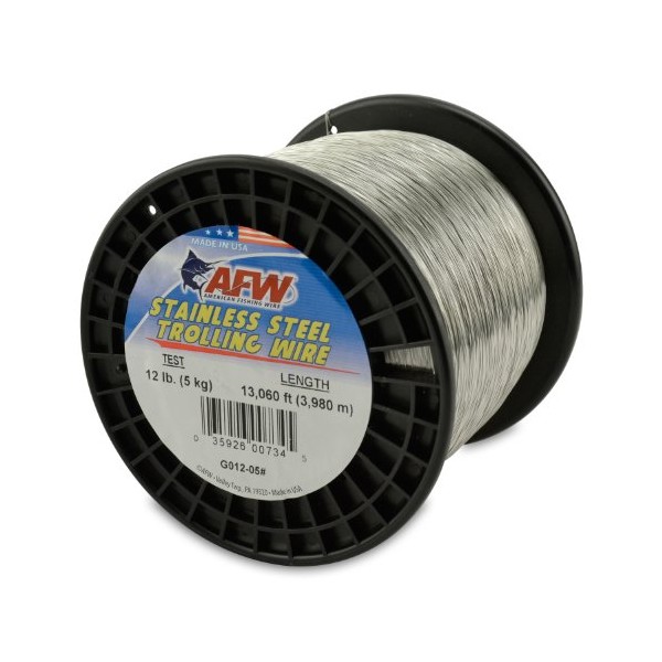 American Fishing Wire Stainless Steel Trolling Wire, 12-Pound Test/0.30mm Dia/3980m