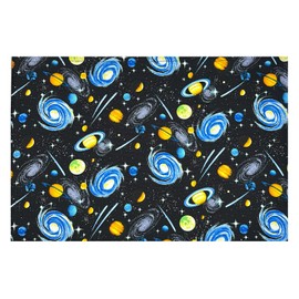 miwaki Placemat, Cloth Placemat, For Kids, Boys, Girls, Elementary School, Simple Lunch Mat, With Name Tag, Made in Japan, Motif, Black, Constellation, Universe Station, Galaxy, Large, 1 Piece