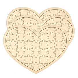3 Pack Blank Wooden Heart Shaped Jigsaw Puzzle 11.2x8.4 Inch Unfinished Wooden Puzzle Board Heart Shaped Canvas for DIY