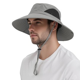 HUKUMA Sun Hat Men, Sun Protection Head Women, Outdoor Safari Hat, Summer Hat, Fishing Hat, Men, Outdoor Summer Hiking Hat, UV, Foldable Fishing Hat, Wide Brim Camping Hat, Boonie Hat for Camping and